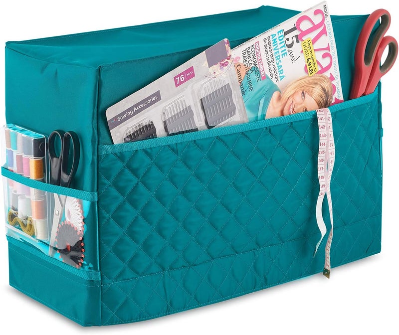 Addicted DEPO Sewing Machine Cover with Convenient Pockets - Protective Quilted Dust Cover Pro - Universal for Most Standard Singer & Brother Machines - | Rodi's (Turquoise) - Image 2