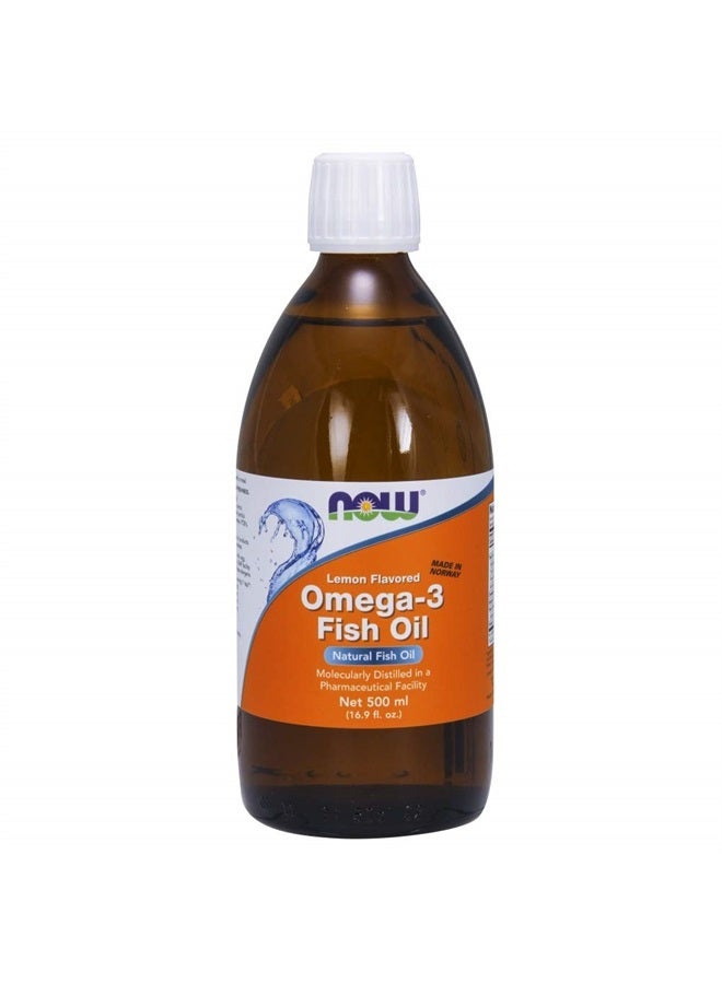now Supplements, Omega-3 Fish Oil Liquid, Molecularly Distilled, Lemon Flavored, 16.9-Ounce - Image 1