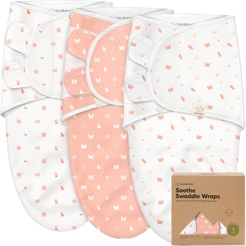 KeaBabies 3Pack Organic Baby Swaddle Sleep Sacks Swaddles for Newborns Infant 03 Months Baby Girls Boys Soft Snug Newborn Sleep Sack Nursery Swaddling Blankets Butterflies XS - Image 1