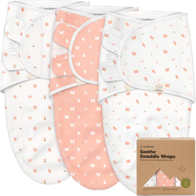 KeaBabies 3Pack Organic Baby Swaddle Sleep Sacks Swaddles for Newborns Infant 03 Months Baby Girls Boys Soft Snug Newborn Sleep Sack Nursery Swaddling Blankets Butterflies XS - Image 2