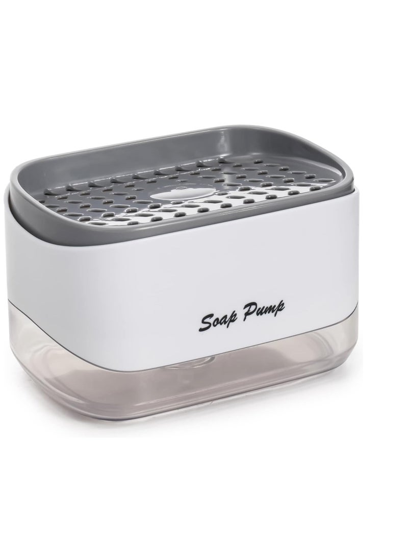 Casa & Casa Marini Soap Pump, 2-in-1 Dish Soap Dispenser and Sponge Holder for Kitchen Sink and Dishwasher, Easy to Clean, Refillable Liquid Soap Dispenser, Color - Image 1