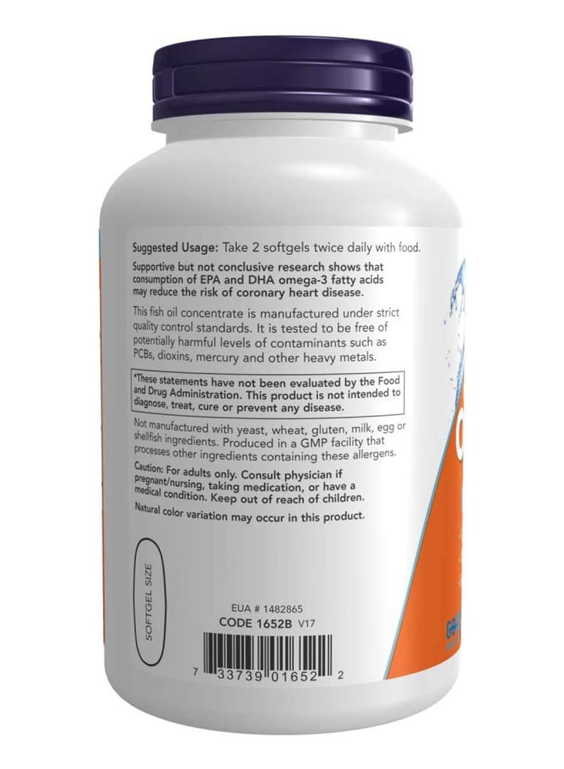 Now Foods Omega-3 Fish Oil Dietary Supplement - 200 Softgels - Image 3