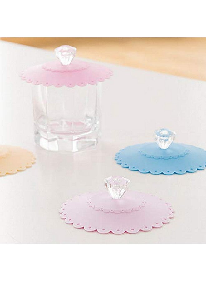 Quupy 8Pcs 10.5Cm/4.1 In Sealed And Leak-Proof Silicone Glass Cup Cover Cute Flowers Shape Coffee Anti-Dust Beverages Lids With Pvc Transparent Diamond (Color Random) - Image 2