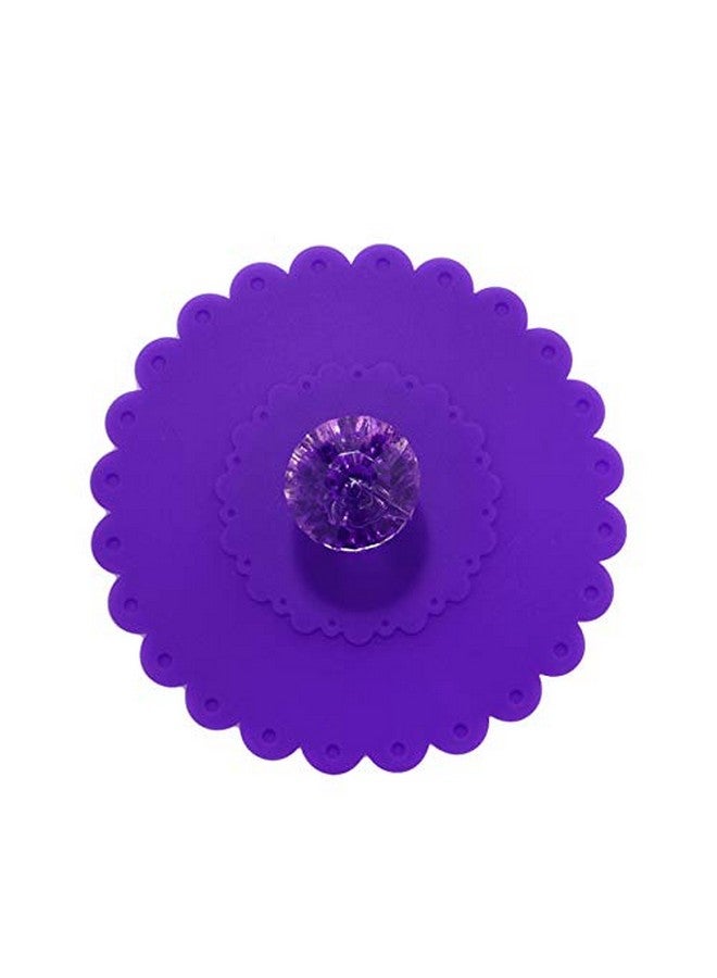 Quupy 8Pcs 10.5Cm/4.1 In Sealed And Leak-Proof Silicone Glass Cup Cover Cute Flowers Shape Coffee Anti-Dust Beverages Lids With Pvc Transparent Diamond (Color Random) - Image 4