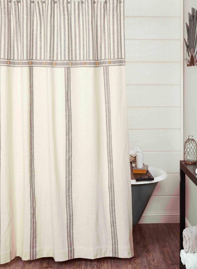 Piper Classics Market Place Gray Grain Sack & Ticking Stripe Shower Curtain - Image 1