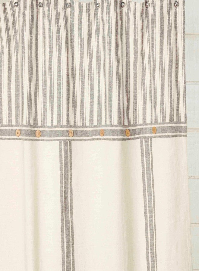 Piper Classics Market Place Gray Grain Sack & Ticking Stripe Shower Curtain - Image 2