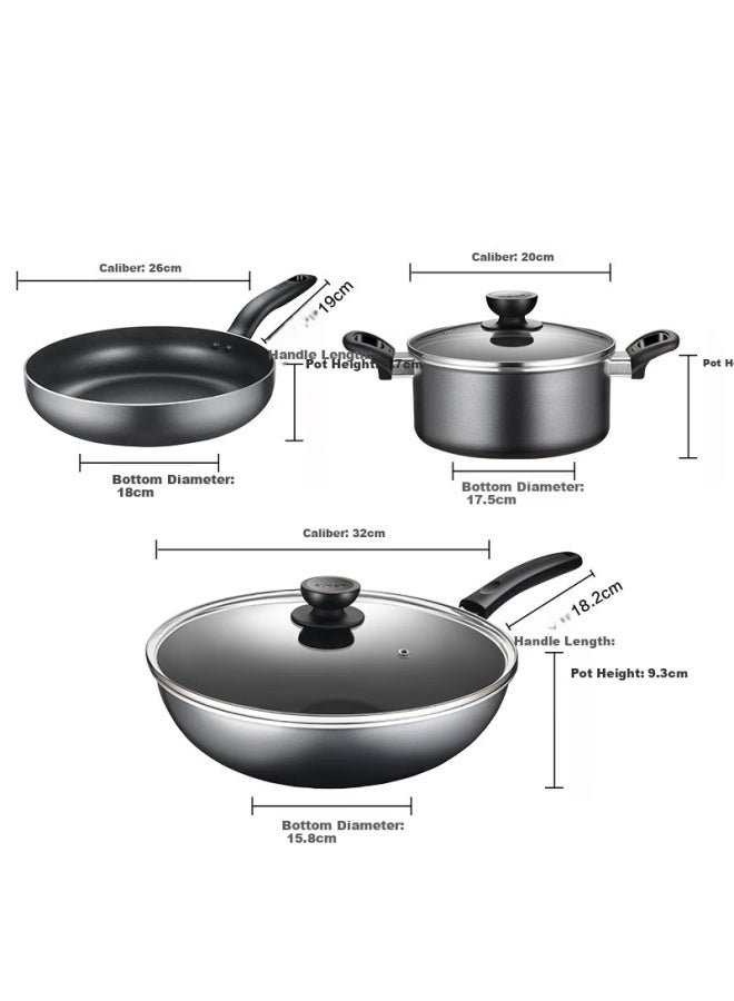 Supor Non-stick Cookware Set With Frying Pan, Saute Pan, And Soup Pot, Compatible With Induction Cooktops Tp2314k - Image 1