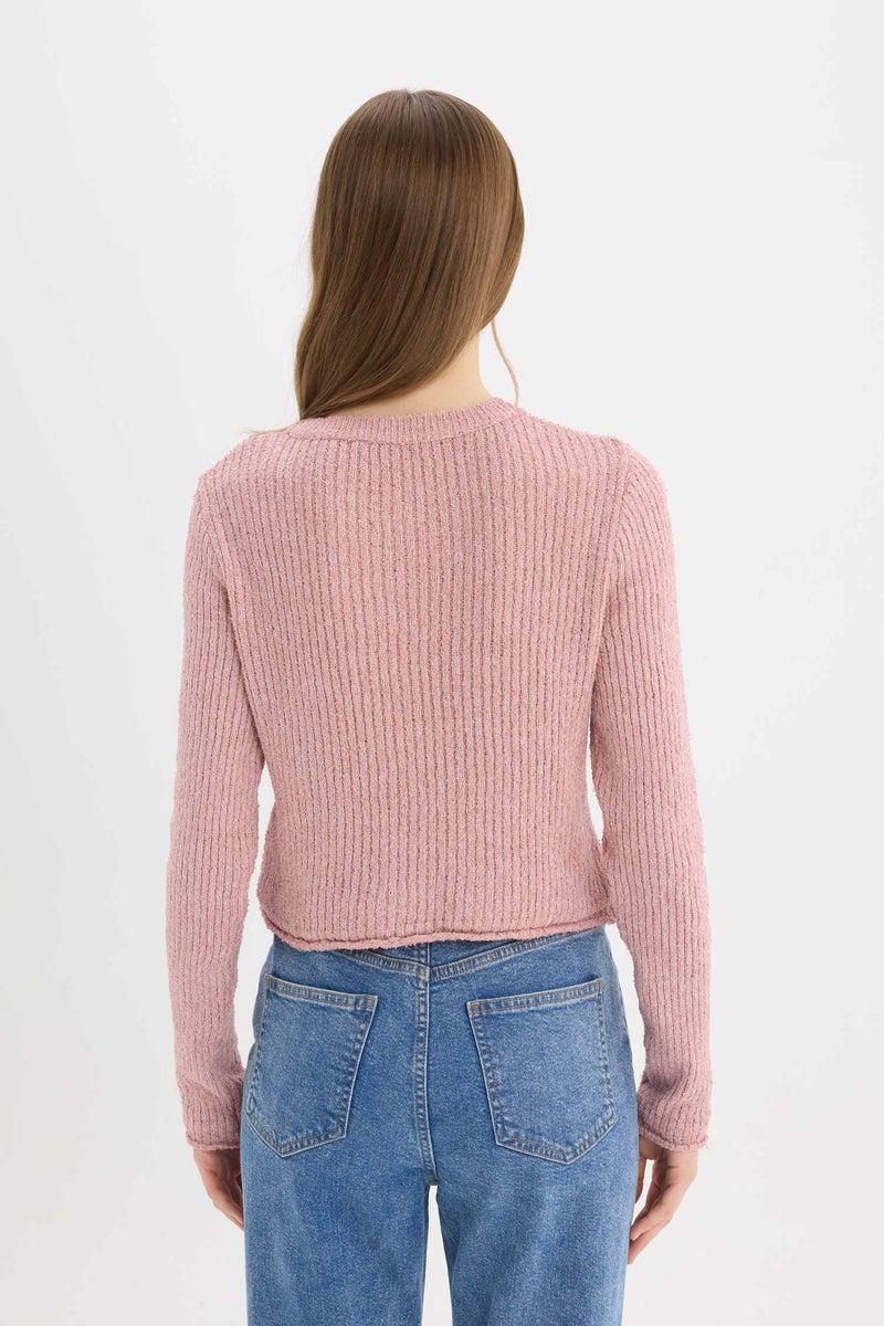DeFacto Woman Slim Fit Crew Neck Buttoned Knit Cardigan - Image 4