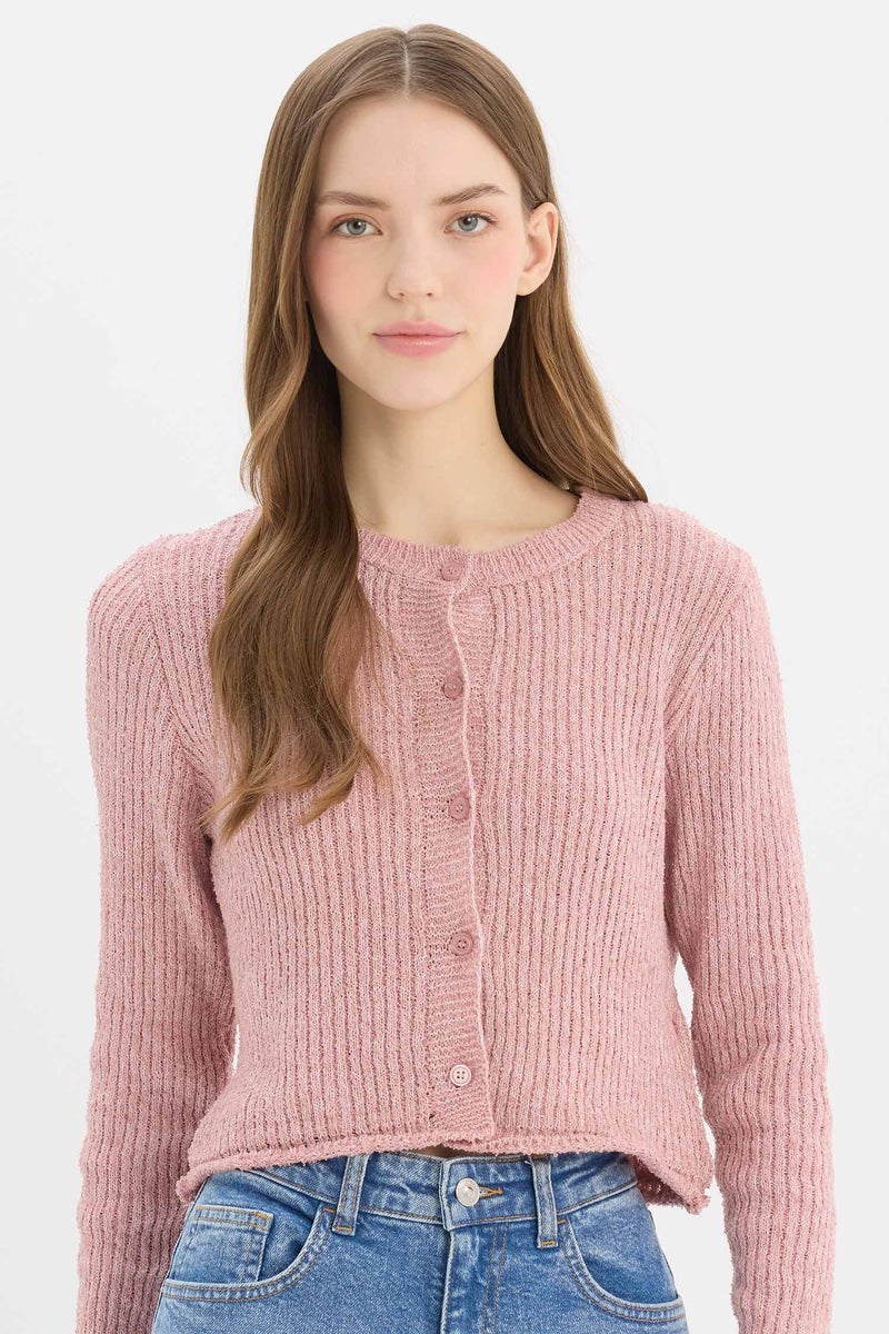 DeFacto Woman Slim Fit Crew Neck Buttoned Knit Cardigan - Image 1