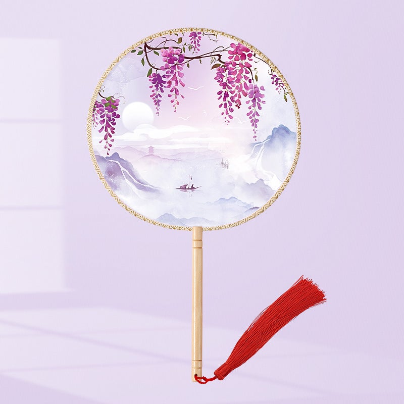 Semi-Transparent Round Fan Ancient Look Yue Yang (single-sided printing) 