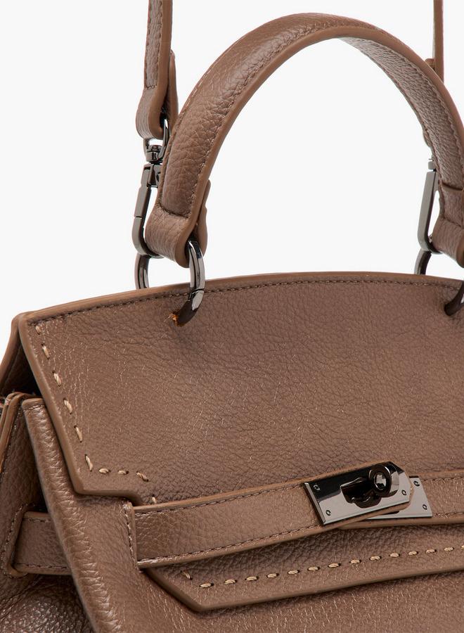 Flora Bella By Shoexpress Solid Satchel Bag with Twist Lock Closure - Image 4