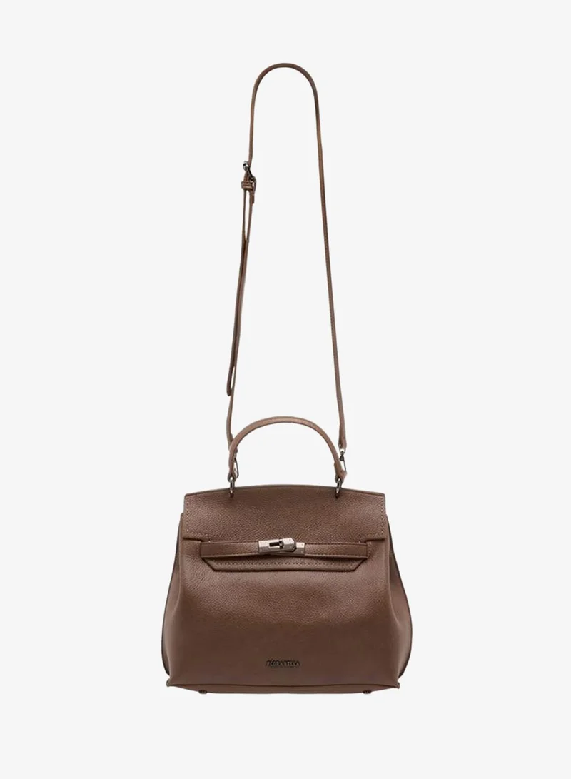 Flora Bella By Shoexpress BEIGE Solid Satchel Bag with Twist Lock Closure for Women | Best Price UAE