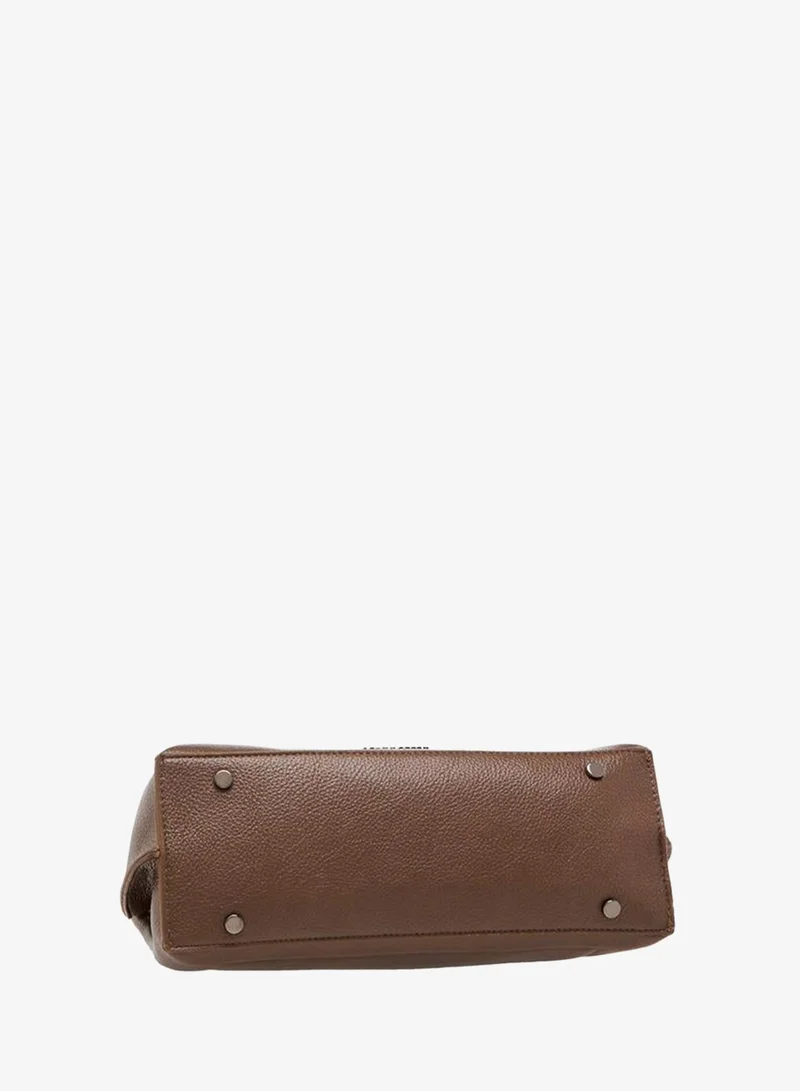 Flora Bella By Shoexpress BEIGE Solid Satchel Bag with Twist Lock Closure for Women | Best Price UAE