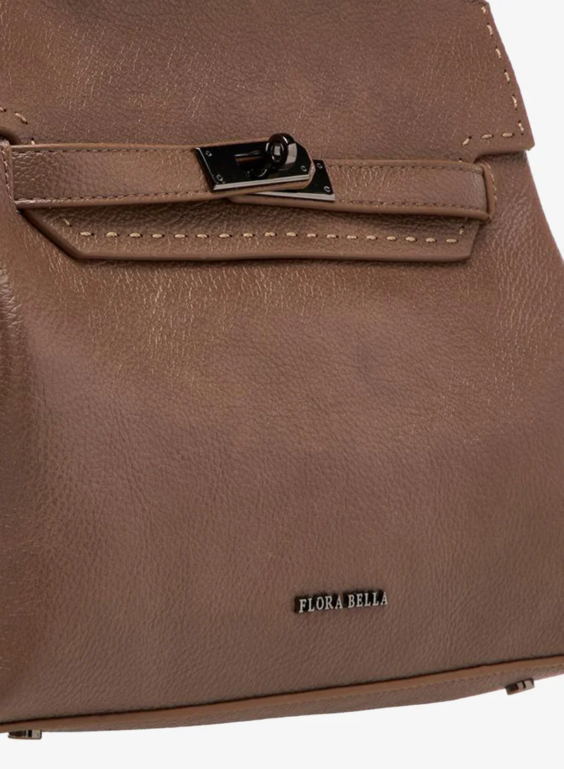 Flora Bella By Shoexpress BEIGE Solid Satchel Bag with Twist Lock Closure for Women | Best Price UAE