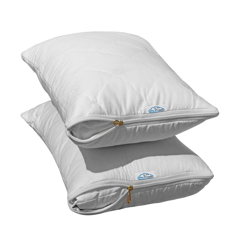 NEXTGO NEXTGO Pillow Protector Waterproof Quilted Pillows Protectors with Zipper 8 Pic Cotton Cover  - Image 1