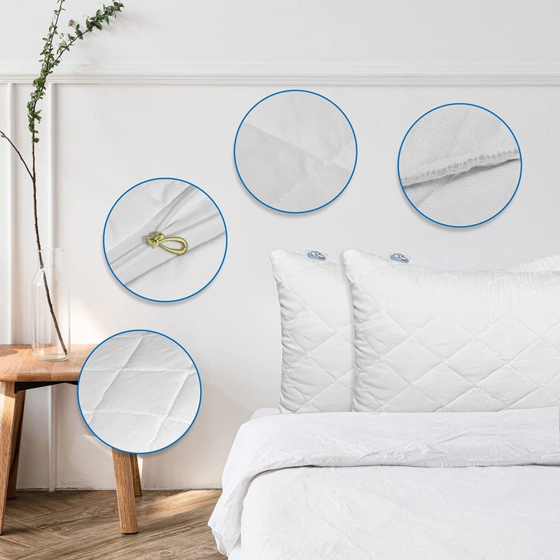 NEXTGO NEXTGO Pillow Protector Waterproof Quilted Pillows Protectors with Zipper 8 Pic Cotton Cover  - Image 4