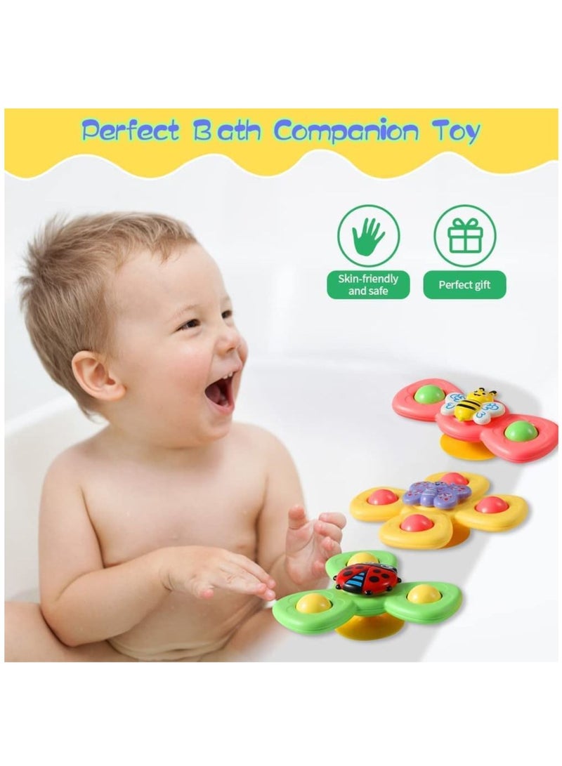 3pcs Suction Cup Fidget Spinner Toy For Baby Toddler Kids