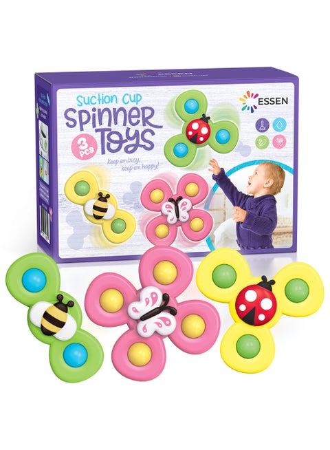 3pcs Suction Cup Fidget Spinner Toy For Baby Toddler Kids