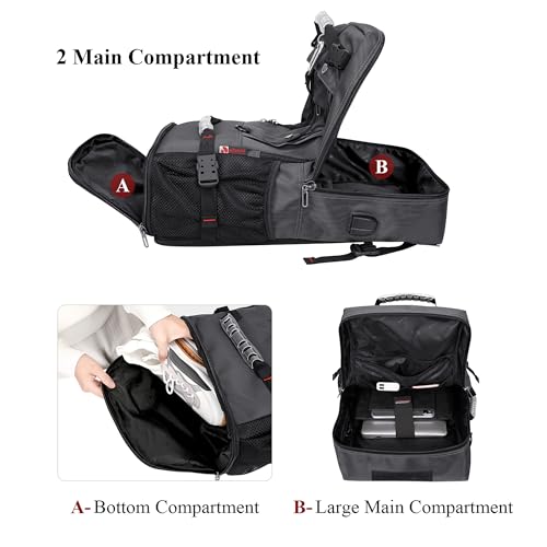 WITZMAN Travel Backpack for Men Convertible Duffle Luggage Bag fit 18 Inch Laptop Carry On Bags for Airplane (B681 Silvery Grey New) - Image 4