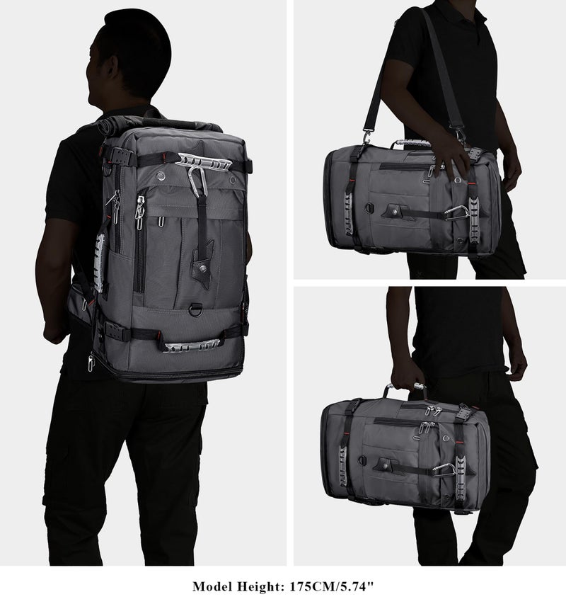 WITZMAN Travel Backpack for Men Convertible Duffle Luggage Bag fit 18 Inch Laptop Carry On Bags for Airplane (B681 Silvery Grey New) - Image 2
