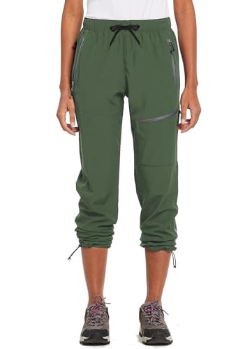 Baleaf بنطلون بلييف النسائي للمشي الصغير خفيف الوزن سريع الجفاف مقاوم للماء بنطلون شحن 27 بوصة للقياس لجميع الفصول باللون الأخضر العسكري مقاس M - Image 2