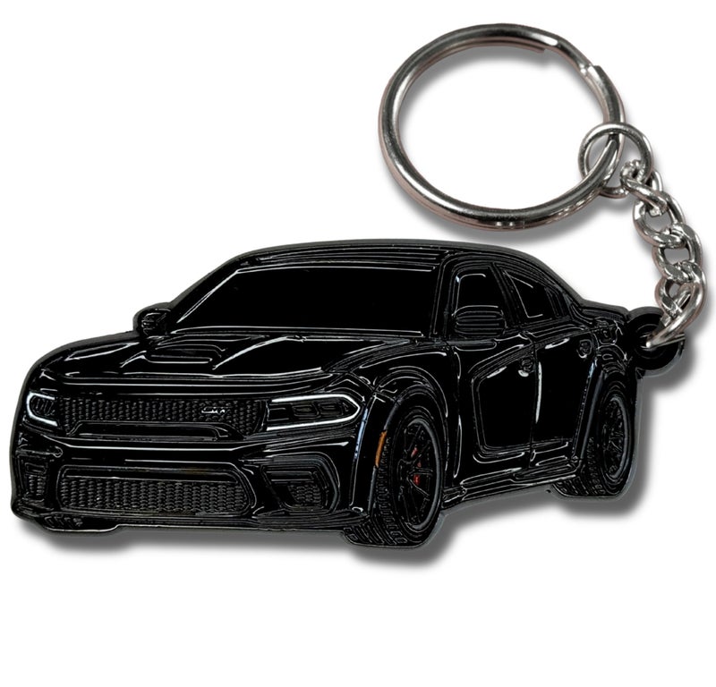 FOUR WHEEL BEAST DODGE Charger Keychain - Officially Licensed - Accessories SRT Toy Car Metal Cool Car Key Chain Gift (Black) - Image 1