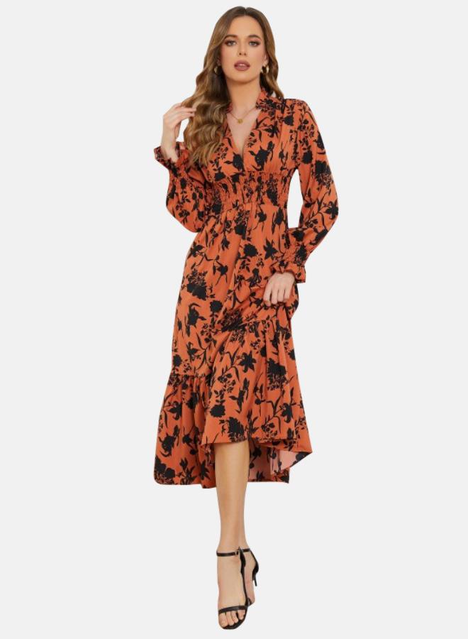 يونيكي فستان ميدي بطبعة الزهور - Image 2