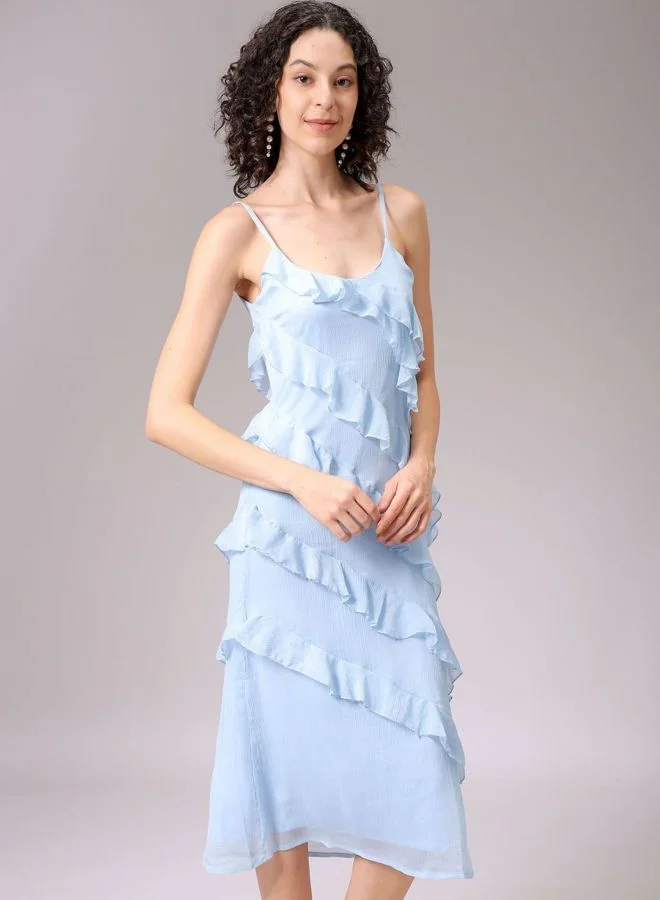 Freehand  Women Fit and Flared Solid Scoop Neck Sleeveless Slip Dress for Women | Best Price UAE