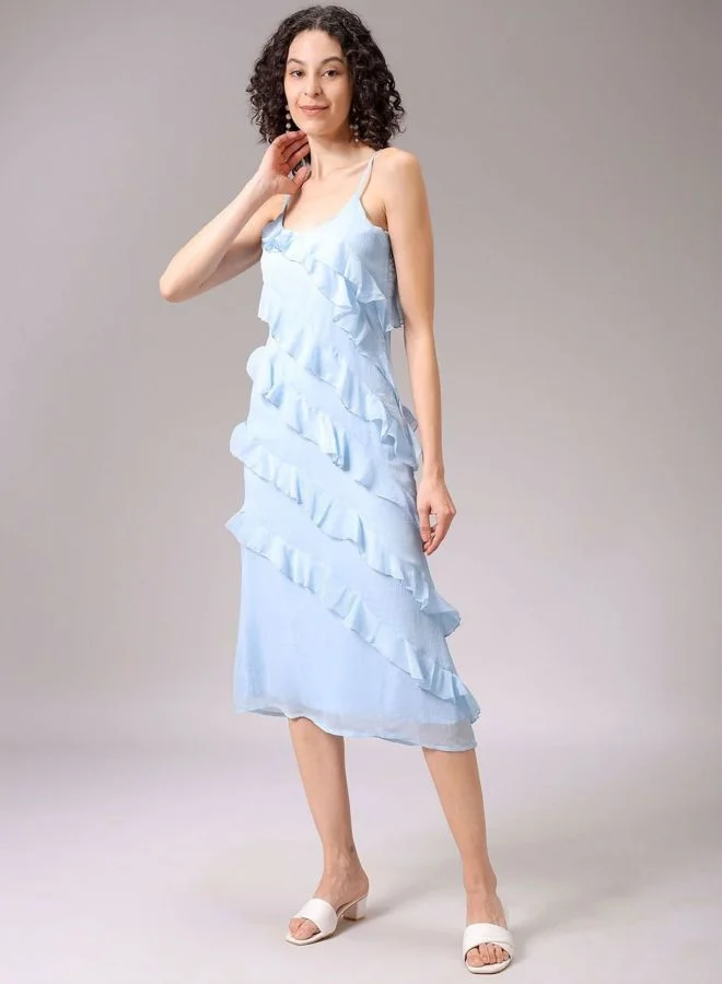 Freehand  Women Fit and Flared Solid Scoop Neck Sleeveless Slip Dress for Women | Best Price UAE