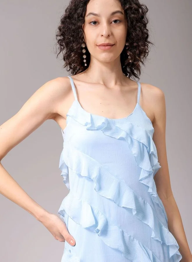 Freehand  Women Fit and Flared Solid Scoop Neck Sleeveless Slip Dress for Women | Best Price UAE