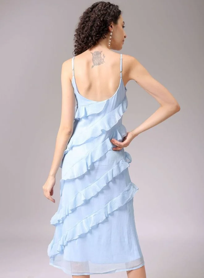 Freehand  Women Fit and Flared Solid Scoop Neck Sleeveless Slip Dress for Women | Best Price UAE