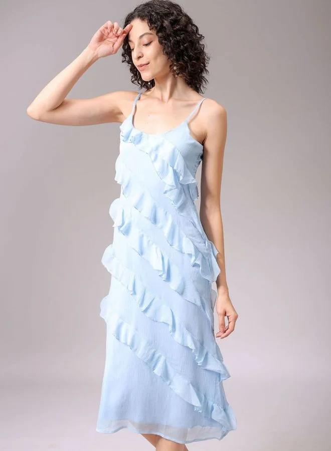 Freehand  Women Fit and Flared Solid Scoop Neck Sleeveless Slip Dress for Women | Best Price UAE