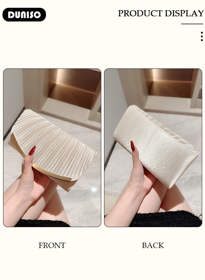 DUNISO Womens Clutch Bag, Sparkly Evening Clutch Purse, Champagne Shoulder Bag with Removable Chain, Crossbody Envelope Bag for Formal Dress Bride Wedding Prom Party - Image 3