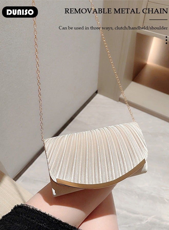 DUNISO Womens Clutch Bag, Sparkly Evening Clutch Purse, Champagne Shoulder Bag with Removable Chain, Crossbody Envelope Bag for Formal Dress Bride Wedding Prom Party - Image 2