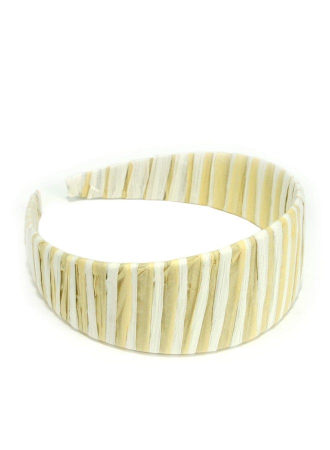 Mia Wide Headband Hair Accessory Cream + Natural Raffia Material For Women Teens Casual 1Pc - Image 2