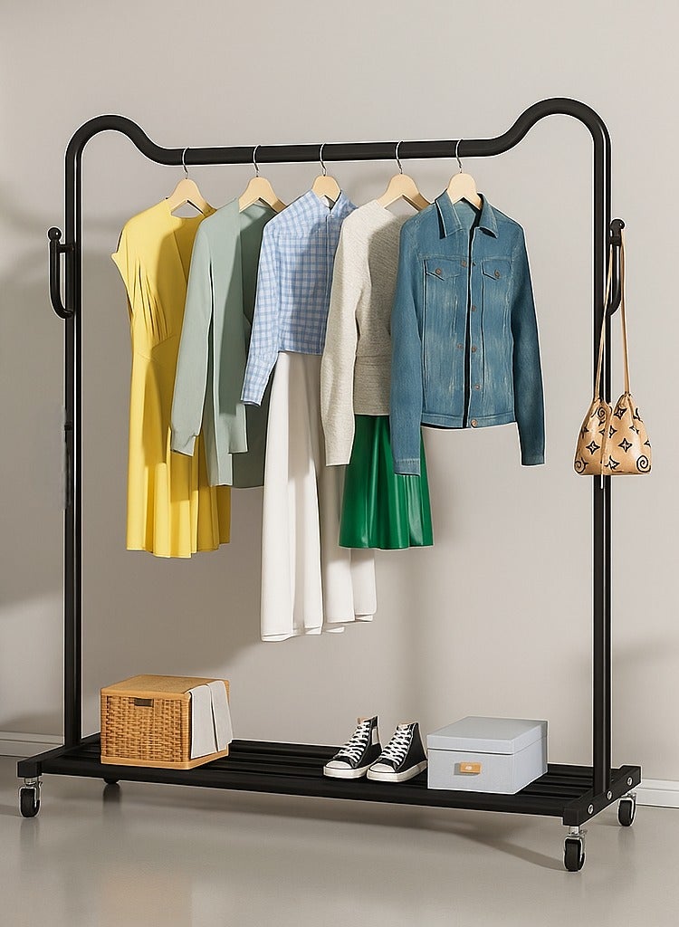 AIWANTO Metal Clothes Rack with Wheels 150×150×40cm – Heavy-Duty Garment Stand with Shelf & Hooks for Bedroom or Laundry - Image 4