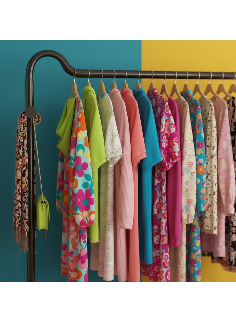 AIWANTO Metal Clothes Rack with Wheels 150×150×40cm – Heavy-Duty Garment Stand with Shelf & Hooks for Bedroom or Laundry - Image 3