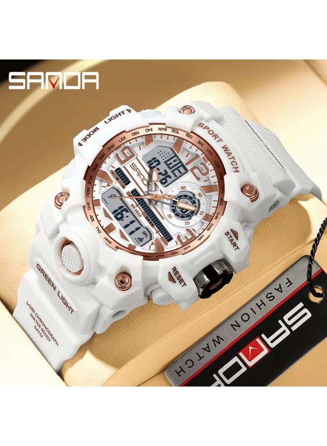 Sanda 3353 Fashionable And Cool Watch women Outdoor Swimming Sports Waterproof Watch Junior High School Students Multi-Functional Dual Display Electronic Watch - Image 2