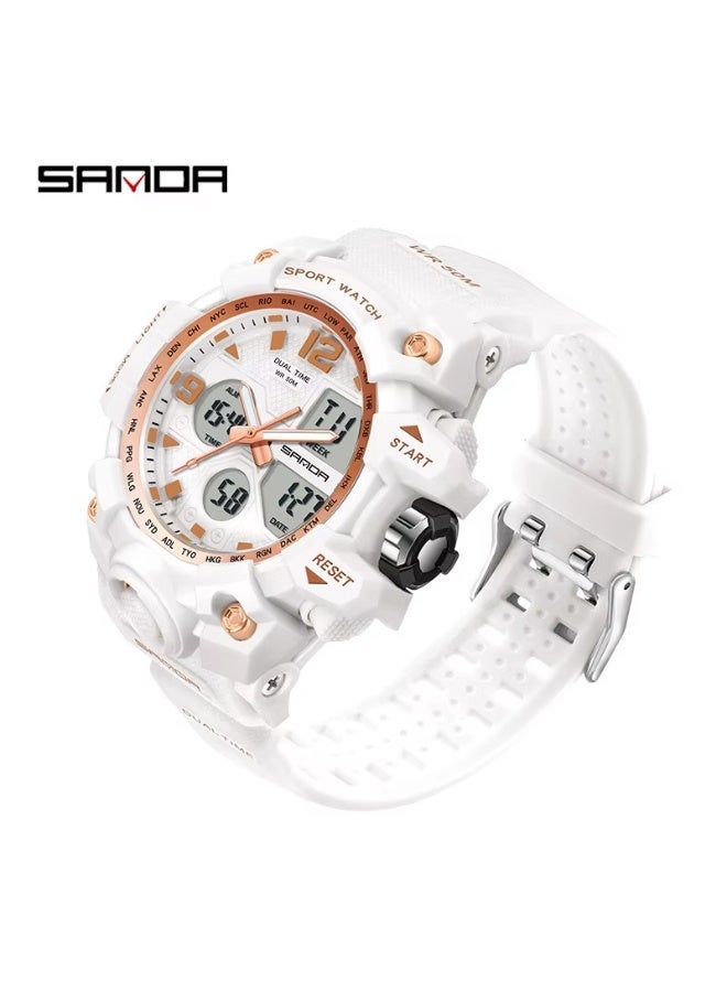 Sanda 3353 Fashionable And Cool Watch women Outdoor Swimming Sports Waterproof Watch Junior High School Students Multi-Functional Dual Display Electronic Watch - Image 4