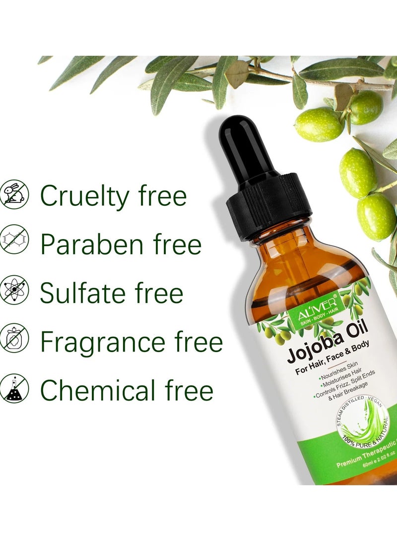 ALIVER زيت الجوجوبا العضوي 100% طبيعي نقي ومعصور على البارد لأظافر شعر الوجه والجسم غني بفيتامين E للبشرة الصحية وتكسر الشعر والأطراف المتقصفة. - Image 4