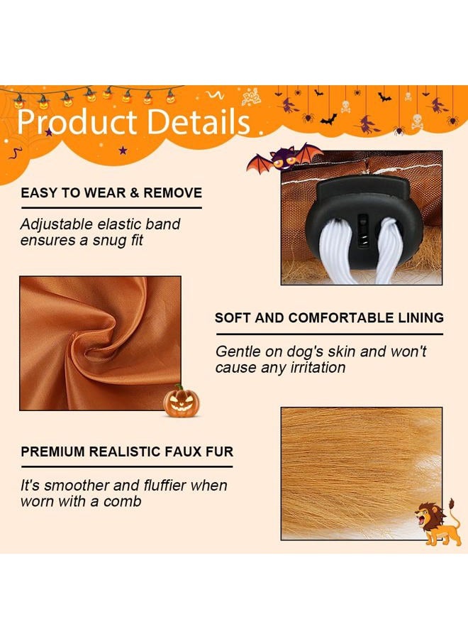 Vivifying Lion Mane Costume, Adjustable Pet Lion Mane Wig with Ears for Medium and Large Dog - Image 2