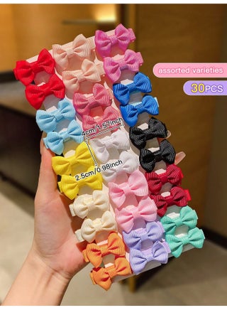 30 Pcs of Fabric Hair Clips in Random Colors for Little Girls Beautiful Bow Hair Accessories available in multiple colors - view 4