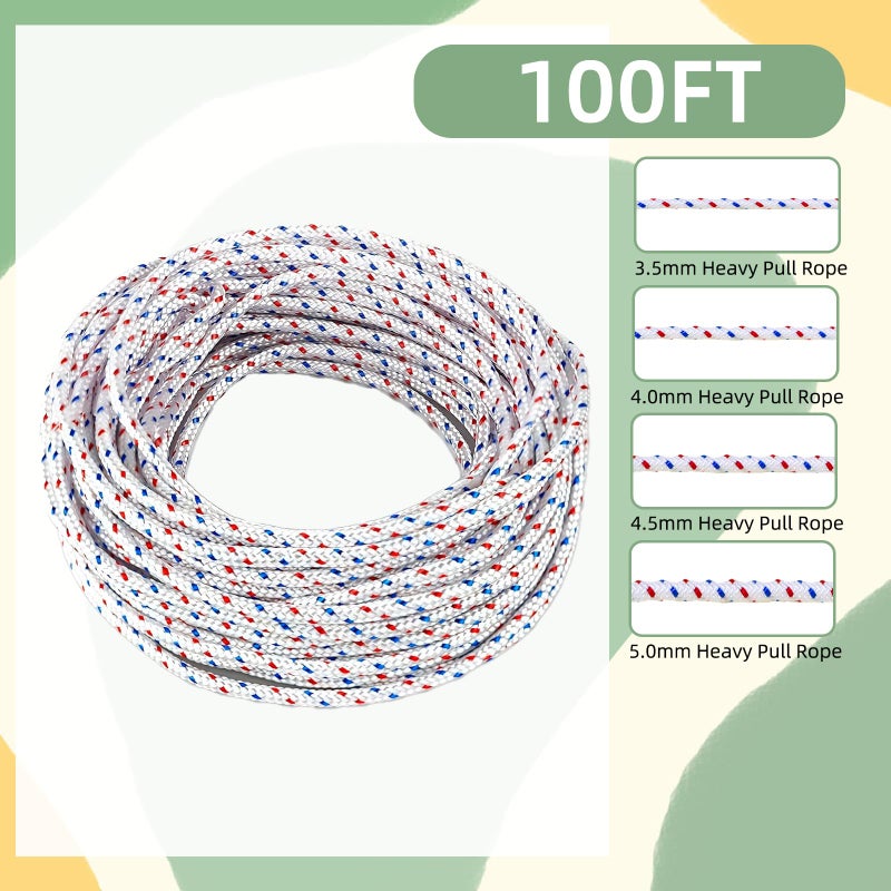 SSFOLPFEE High Strength Recoil Starter Rope, 5.0mm Ã— 100FT, Heavy Duty Pull Cord for Briggs & Stratton, Honda, Generator, Lawn Mower, Snowblower - Image 3