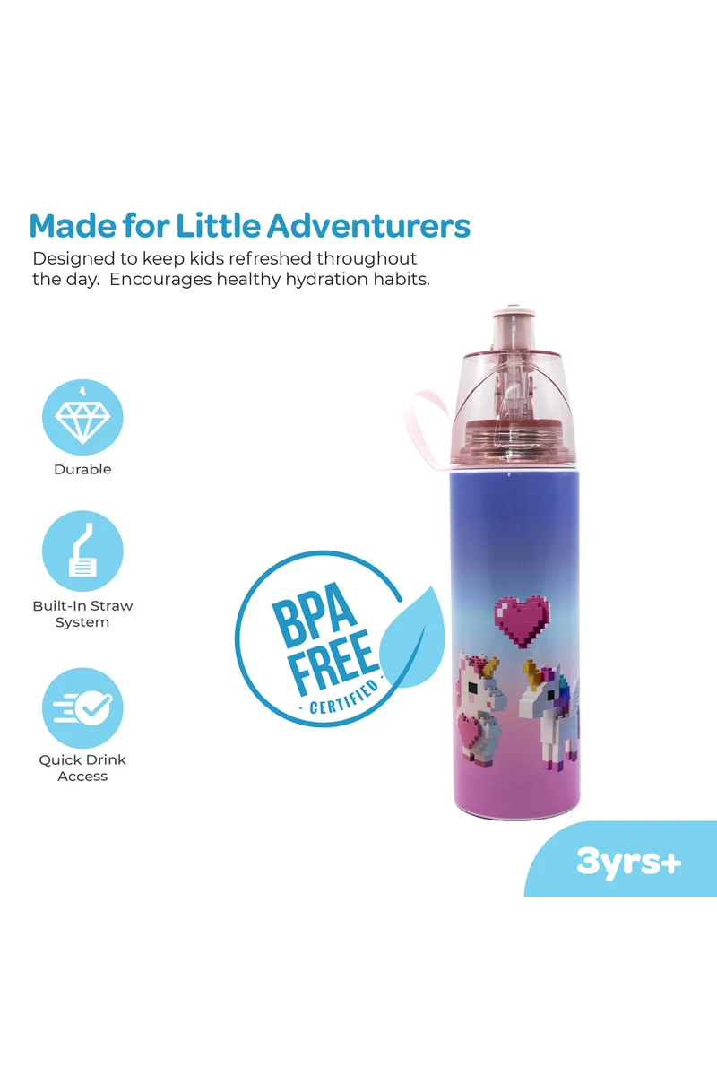 مون MOON Kids Water Bottle with Spray Mist | Cooling Spray | BPA-Free  Stainless Steel | Leak-Proof for School, Camping, Hiking, Outdoor Play | Boys Water Bottle |500ml