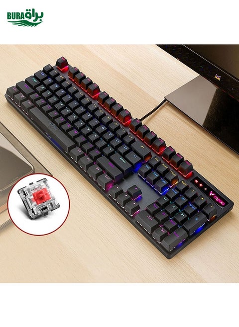 Rapoo V500 PRO Mixed Light 104 Keys Desktop Laptop Computer Game Esports Office Home Typing Wired Mechanical Keyboard(Red Shaft)