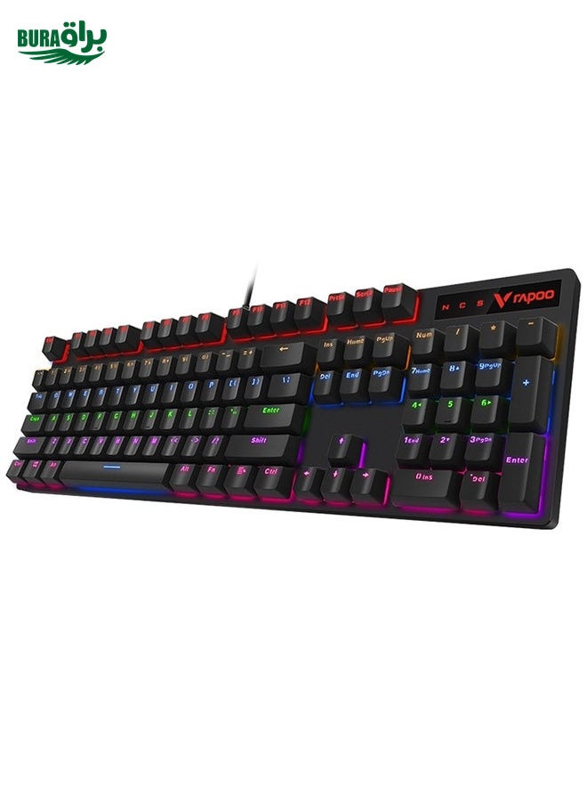 BURAQ - Rapoo V500 PRO Mixed Light 104 Keys Desktop Laptop Computer Game Esports Office Home Typing Wired Mechanical Keyboard(Red Shaft) - Image 1