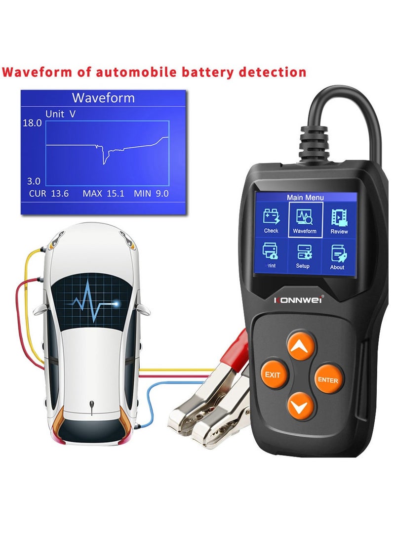 Konnwei Professional Car Battery Tester (KW600) on Cranking System, Charging System 100-2000 CCA 220AH Auto Battery Load Analyzer,Alternator Tester - Waveform Voltage Test for All 12V Cars/SUVs - Image 2