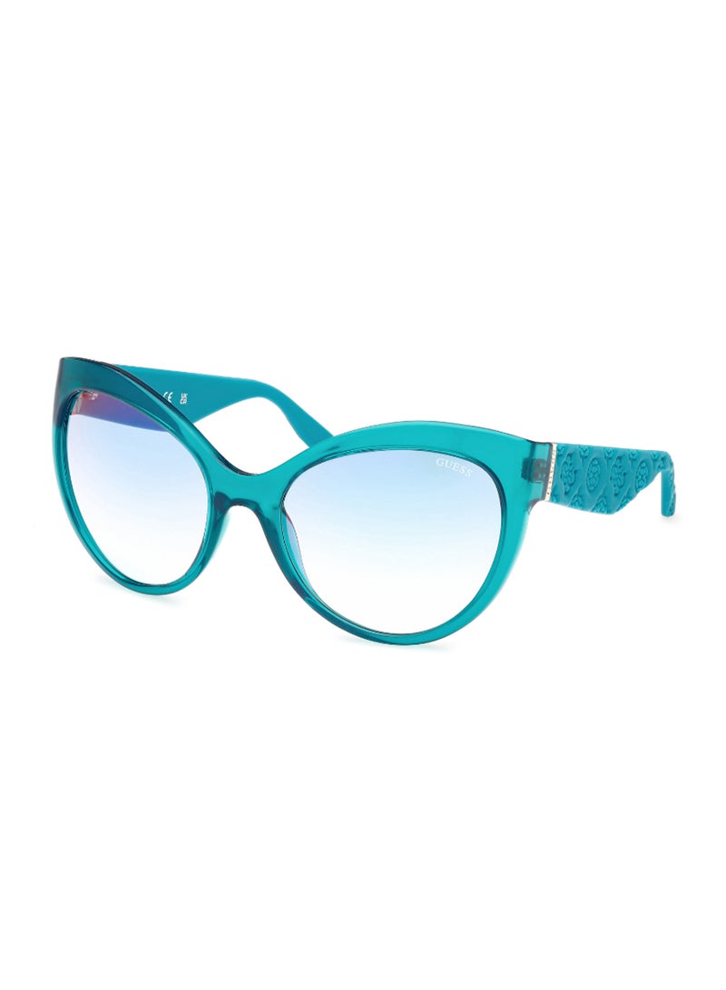 GUESS Women's Mirrored Butterfly Shape Plastic Sunglasses GU0013087X61 - Lens Size: 61 Mm - Shiny Turquoise - Image 1