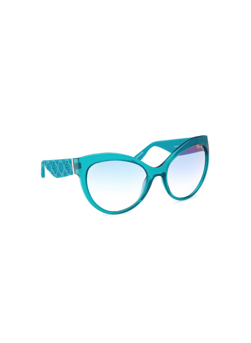 GUESS Women's Mirrored Butterfly Shape Plastic Sunglasses GU0013087X61 - Lens Size: 61 Mm - Shiny Turquoise - Image 3