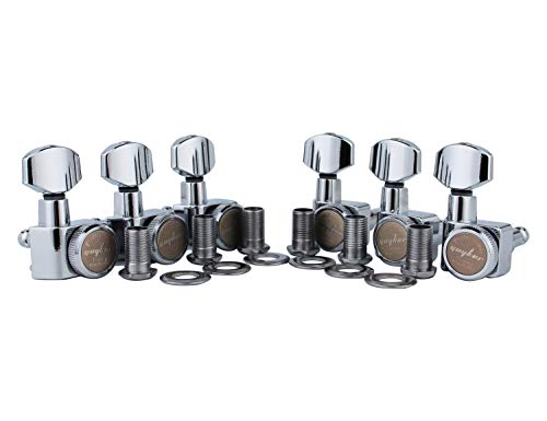 Guyker 6 In-line Guitar Locking Tuners – 1:18 Locking Tuning Key Pegs Tuners – Chrome - Image 1
